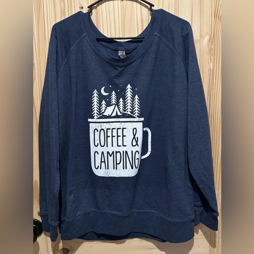 Instant Message Coffee & Camping Sweatshirt Womens XL new